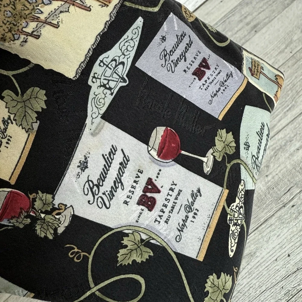 Vintage Nicole Miller‎ Wine Print Scarf 100% Silk 1996